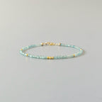 Tiny Blue Tourmaline Indicolite Bracelet - Dainty Minimalist Jewelry