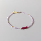 Tiny Pink Amethyst Bracelet Dainty Longido Ruby Gemstone Beaded Bracelet Crystal Jewelry Minimalist February Birthstone July Birthday Gift