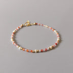 Tiny Carnelian Rose Quartz Pearl Bracelet Dainty Minimalist Jewelry Birthday Abundance Gift Self Love Birthday Gift Christmas Mom Wife Gift