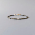 Tiny Pyrite Bracelet Dainty Sparkly Gemstone Beaded Bracelet Minimalist Jewelry Crystal Protection Bracelet Birthday Gift for Women Wife Mom