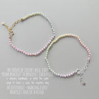 Tiny Pearl Knot Bracelet Dainty Rainbow Neon Silk Knotted Jewelry Minimalist Freshwater Pearl June Birthstone Birthday Gift 30th Anniversary