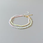 Tiny Pearl Knot Bracelet Dainty Rainbow Neon Silk Knotted Jewelry Minimalist Freshwater Pearl June Birthstone Birthday Gift 30th Anniversary