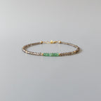 Tiny Emerald Bracelet Dainty Smoky Quartz Gemstone Beaded Jewelry Green Crystal Bracelet Minimalist May Birthstone Birthday Gift for Women
