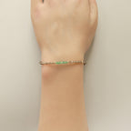 Tiny Emerald Bracelet Dainty Smoky Quartz Gemstone Beaded Jewelry Green Crystal Bracelet Minimalist May Birthstone Birthday Gift for Women