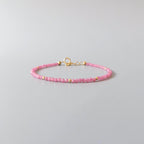 Tiny Rhodonite Bracelet Dainty Gemstone Beaded Bracelet Stacking Pink Crystal Jewelry Minimalist Birthday Gift for Women Mom Wife Daughter