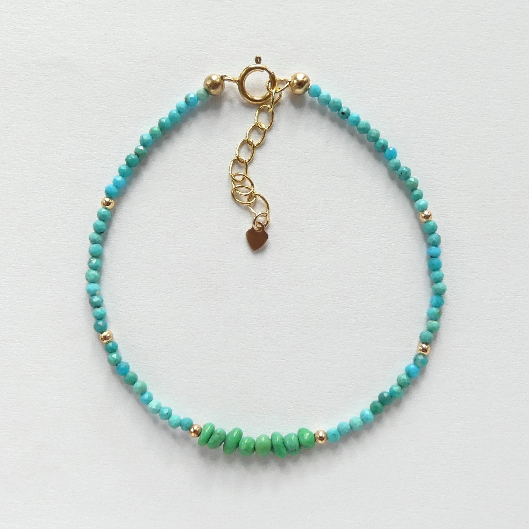 Tiny Arizona Turquoise Bracelet Dainty Green Turquoise Gemstone Beaded Bracelet Crystal December Birthstone Jewelry Minimalist Birthday Gift