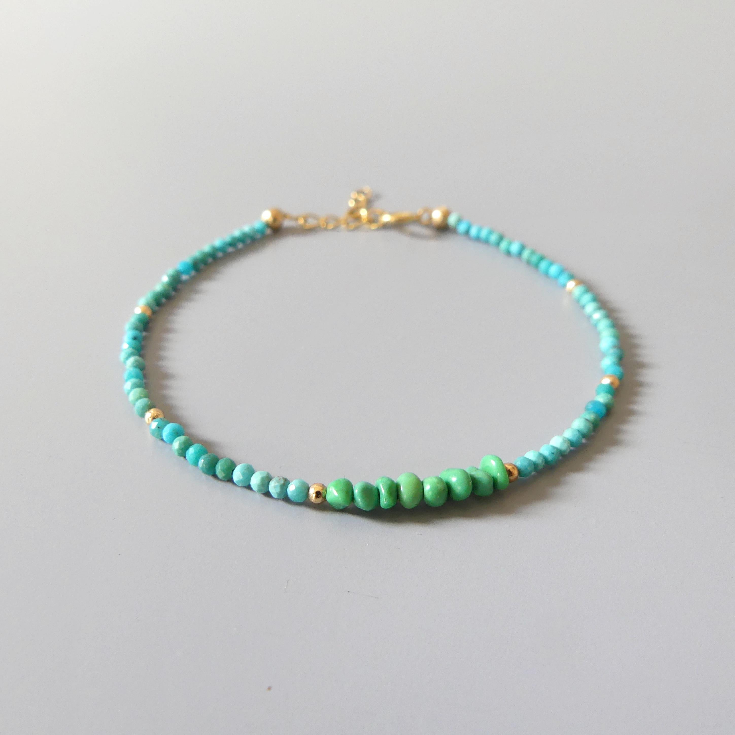 Tiny Arizona Turquoise Bracelet Dainty Green Turquoise Gemstone Beaded Bracelet Crystal December Birthstone Jewelry Minimalist Birthday Gift