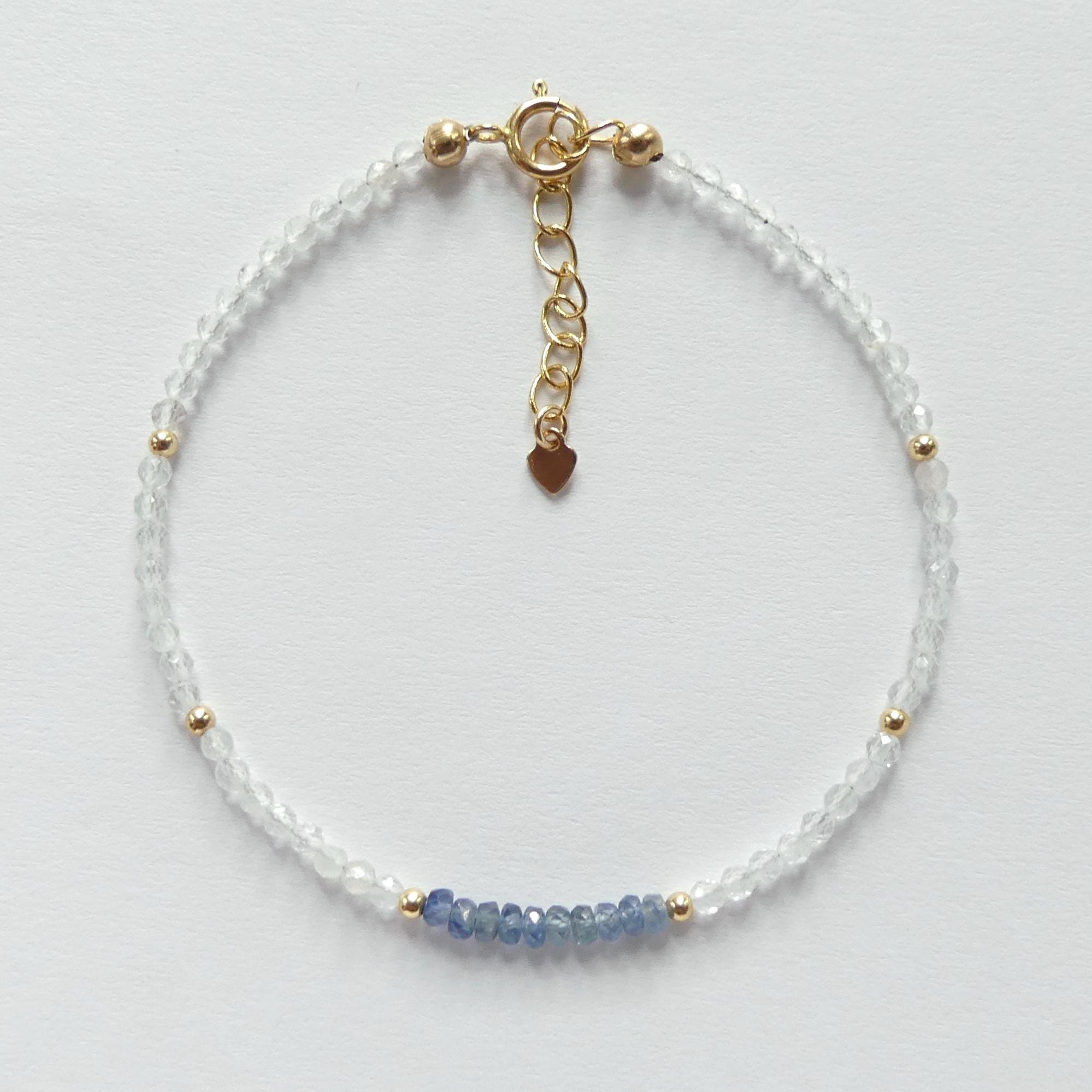 Tiny Blue Sapphire Bracelet Topaz Dainty Crystal Bracelet Sapphire Jewelry Minimalist September Birthstone Birthday Gift for Women Wife Mom