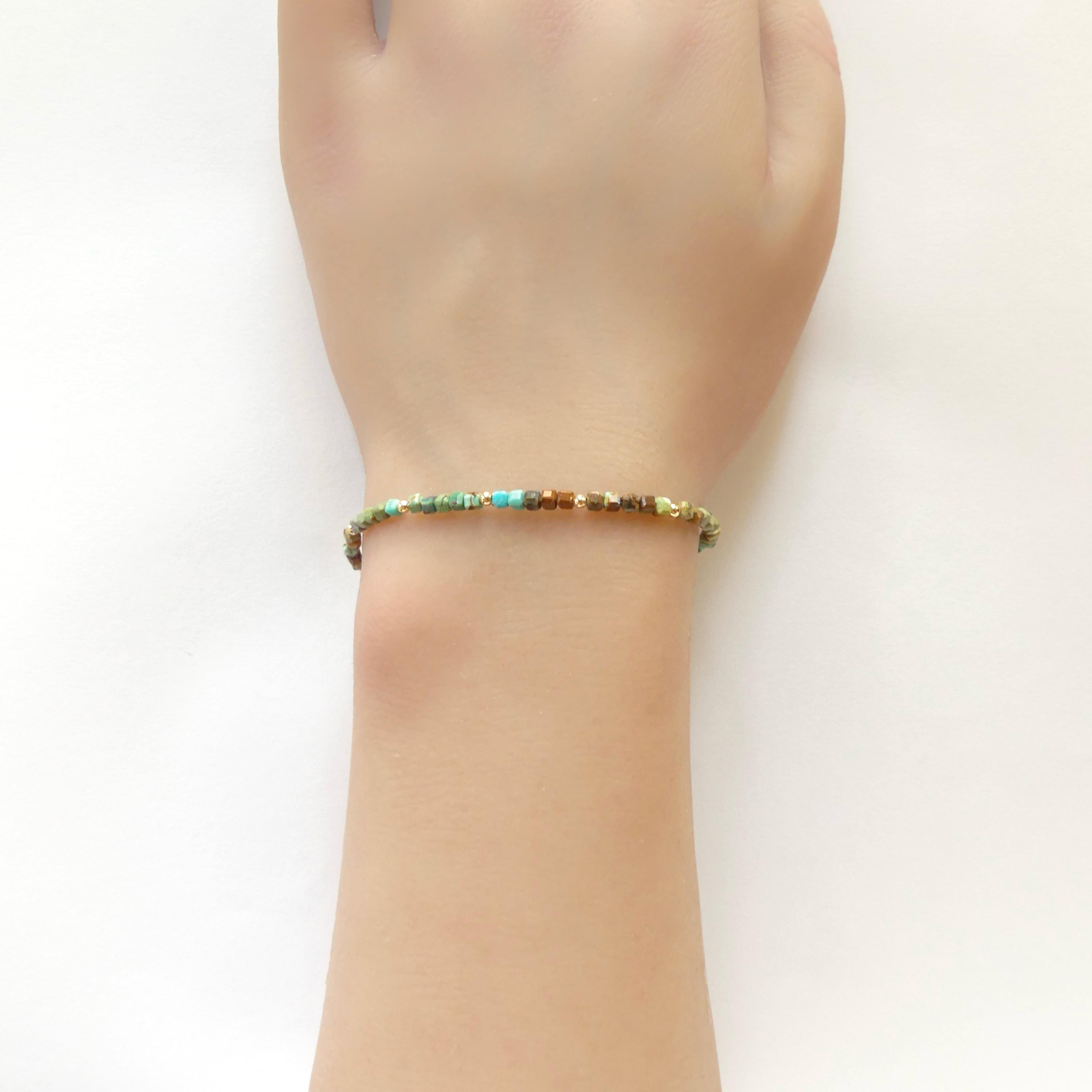 Tiny Arizona Turquoise Bracelet Dainty December Birthstone Bracelet Delicate Minimalist Jewelry Birthday Gift Mothers Day Christmas Mom Wife