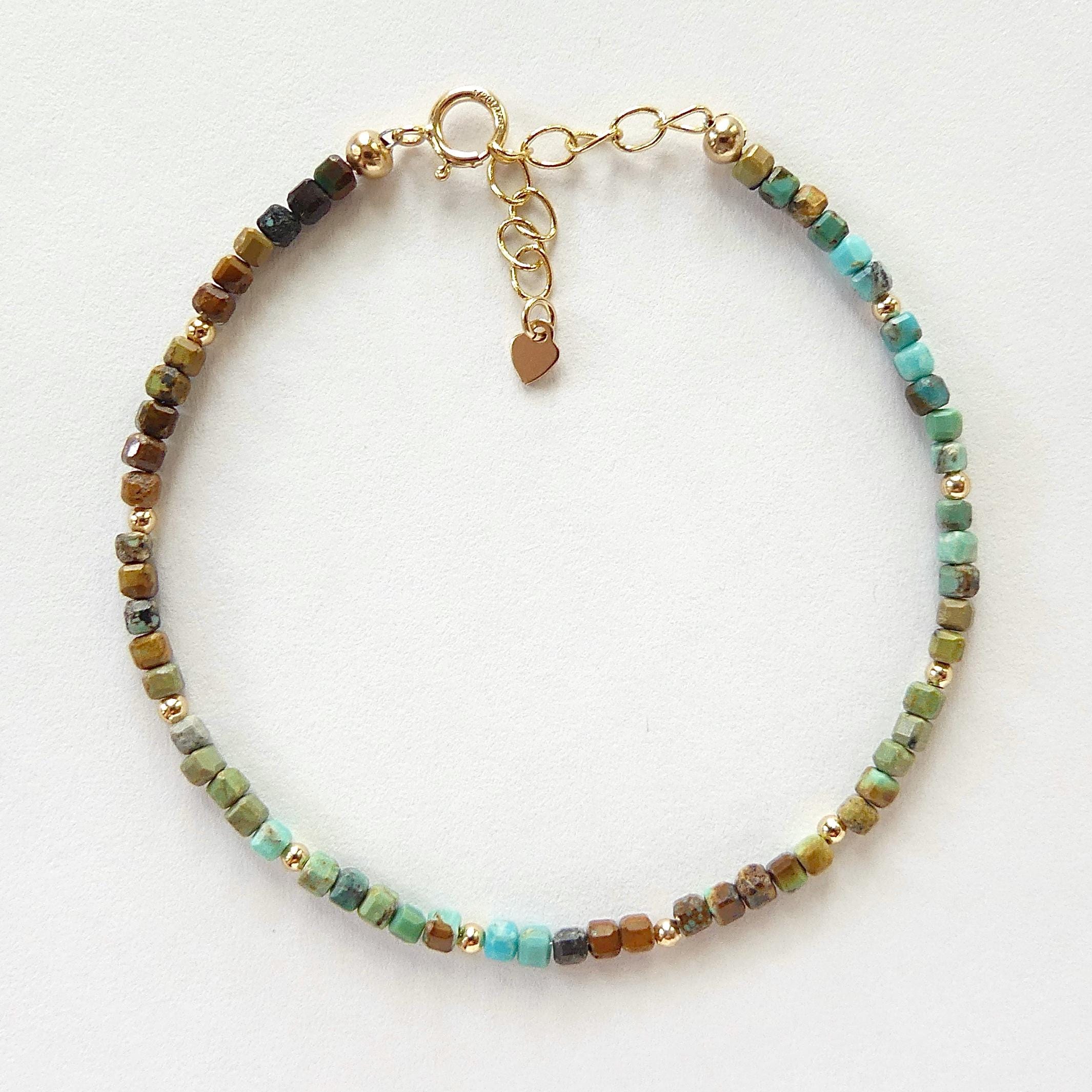 Tiny Arizona Turquoise Bracelet Dainty December Birthstone Bracelet Delicate Minimalist Jewelry Birthday Gift Mothers Day Christmas Mom Wife