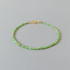 Tiny Tsavorite Bracelet Dainty Green Garnet Gemstone Beaded Bracelet Crystal Minimalist Jewelry January Birthstone Gift Birthday Mom Wife