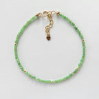 Tiny Tsavorite Bracelet Dainty Green Garnet Gemstone Beaded Bracelet Crystal Minimalist Jewelry January Birthstone Gift Birthday Mom Wife