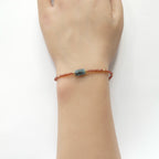 Tiny Teal Kyanite Bracelet Dainty Garnet Gemstone Beaded Bracelet Crystal Minimalist Jewelry Everyday Birthday Gift for Mom Wife Women