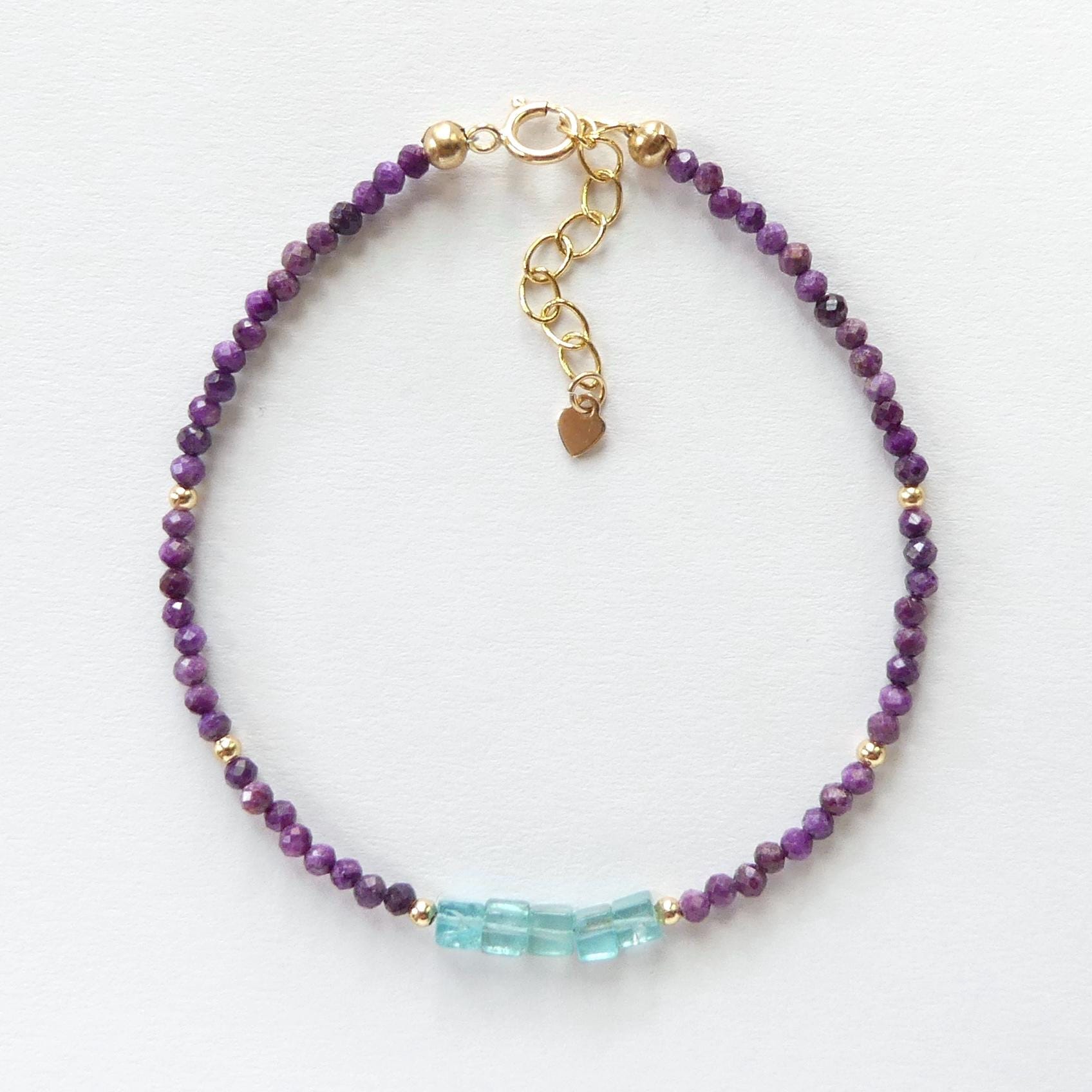 Tiny Apatite Bracelet Dainty Gemstone Beaded Bracelet Pastel Blue Green Crystal Jewelry Minimalist Stacking Birthday Gift Daughter Niece