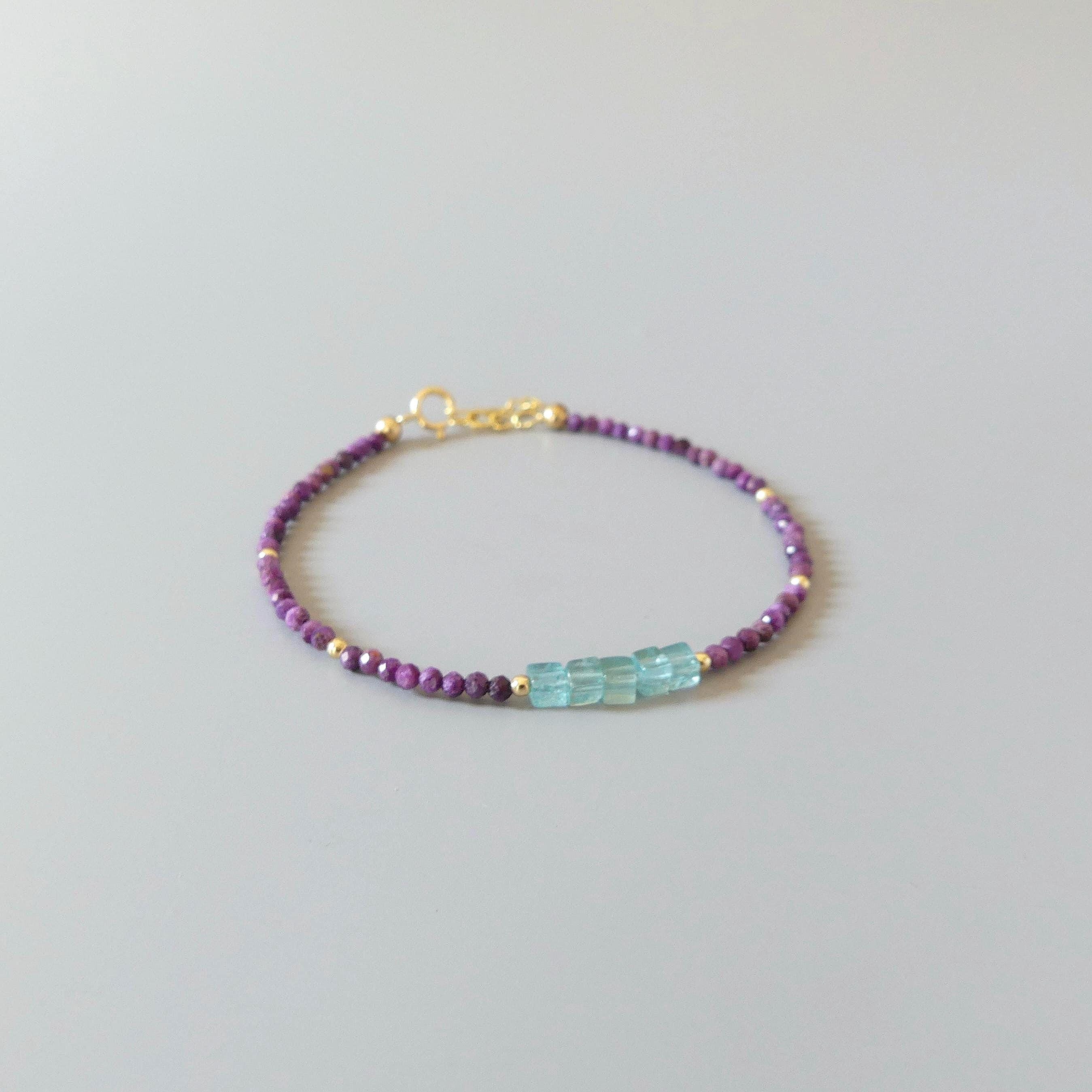 Tiny Apatite Bracelet Dainty Gemstone Beaded Bracelet Pastel Blue Green Crystal Jewelry Minimalist Stacking Birthday Gift Daughter Niece