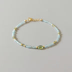 Tiny Apatite Bracelet Dainty Gemstone Beaded Bracelet Pastel Blue Green Crystal Jewelry Minimalist Stacking Birthday Gift Daughter Niece