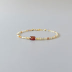 Tiny Zircon Bracelet Dainty Garnet Gemstone Beaded Bracelet Sparkly Crystal Jewelry Minimalist January Birthstone Birthday Gift for Women
