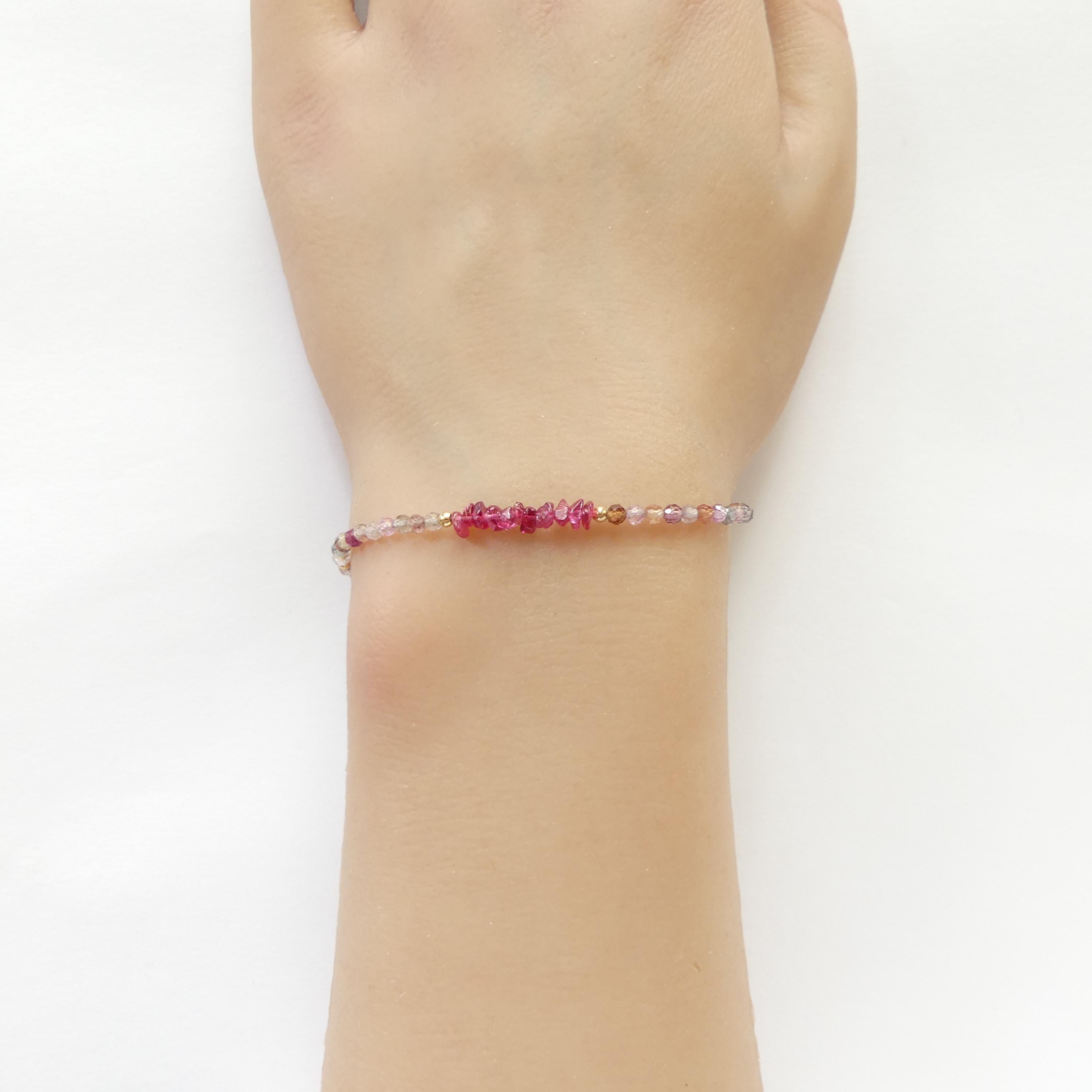 Multi Spinel Bracelet Dainty Gemstone Beaded Bracelet Minimalist Jewelry Chrystal Boho Chic Stacking Bracelet Birthday Gift for Women Wife
