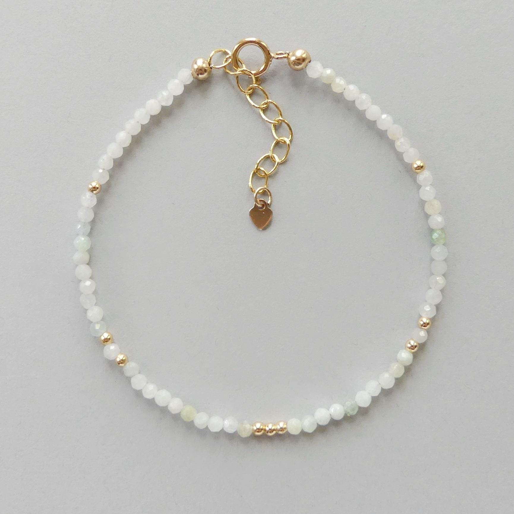 Natural Burma Jade Bracelet Dainty Beaded Bracelet Pale Green Jadeite Gemstone Minimalist Jewelry Everyday Bracelet Gift Birthday for Women