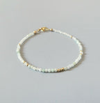 Natural Burma Jade Bracelet Dainty Beaded Bracelet Pale Green Jadeite Gemstone Minimalist Jewelry Everyday Bracelet Gift Birthday for Women