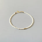 Tiny Pearl Bracelet Dainty Rice Shape Pearl Small Bead Minimalist Freshwater Pearl Jewelry June Birthstone Birthday Gift 30th Anniversary