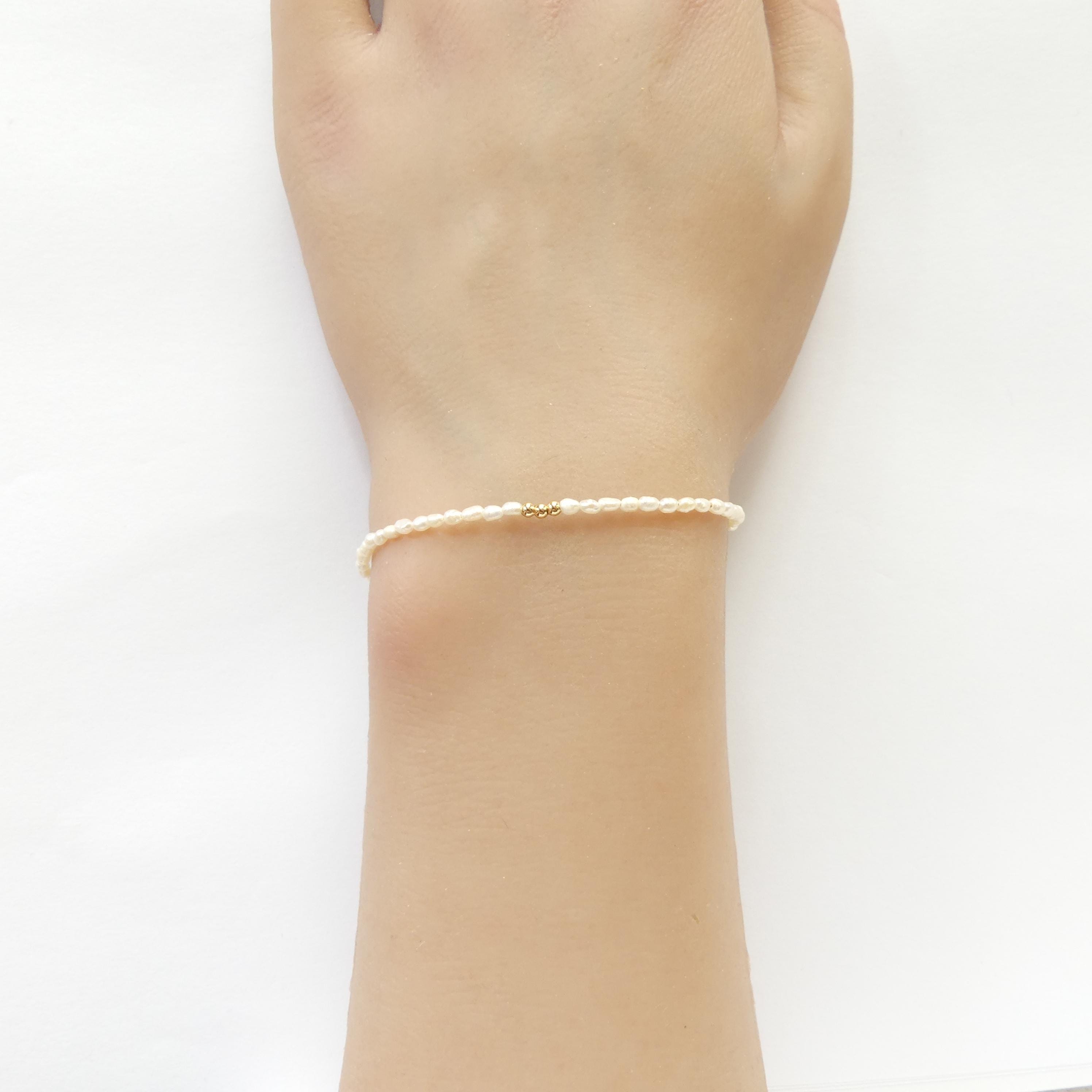 Tiny Pearl Bracelet Dainty Rice Shape Pearl Small Bead Minimalist Freshwater Pearl Jewelry June Birthstone Birthday Gift 30th Anniversary