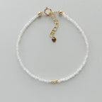Tiny Diamond Bracelet White Zircon Dainty Gemstone Beaded Bracelet Sparkly Crystal Minimalist April Birthstone Birthday Gift for Women