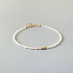 Tiny Diamond Bracelet White Zircon Dainty Gemstone Beaded Bracelet Sparkly Crystal Minimalist April Birthstone Birthday Gift for Women