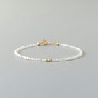 Tiny Diamond Bracelet White Zircon Dainty Gemstone Beaded Bracelet Sparkly Crystal Minimalist April Birthstone Birthday Gift for Women