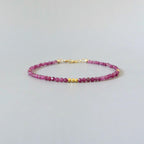 Tiny Rubellite Bracelet Dainty Pink Tourmaline Gemstone Beaded Bracelet October Birthstone Crystal Jewelry Minimalist Birthday Gift Mom Wife