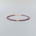 Tiny Rhodolite Bracelet Dainty Purple Garnet Bracelet Stacking Gemstone Beaded Crystal Jewelry Minimalist January Birthstone Gift Birthday