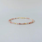 Tiny Andesine Bracelet Dainty Gemstone Beaded Bracelet Crystal Minimalist Jewelry Stacking Healing Birthday Gift for Bridesmaid Wife Host