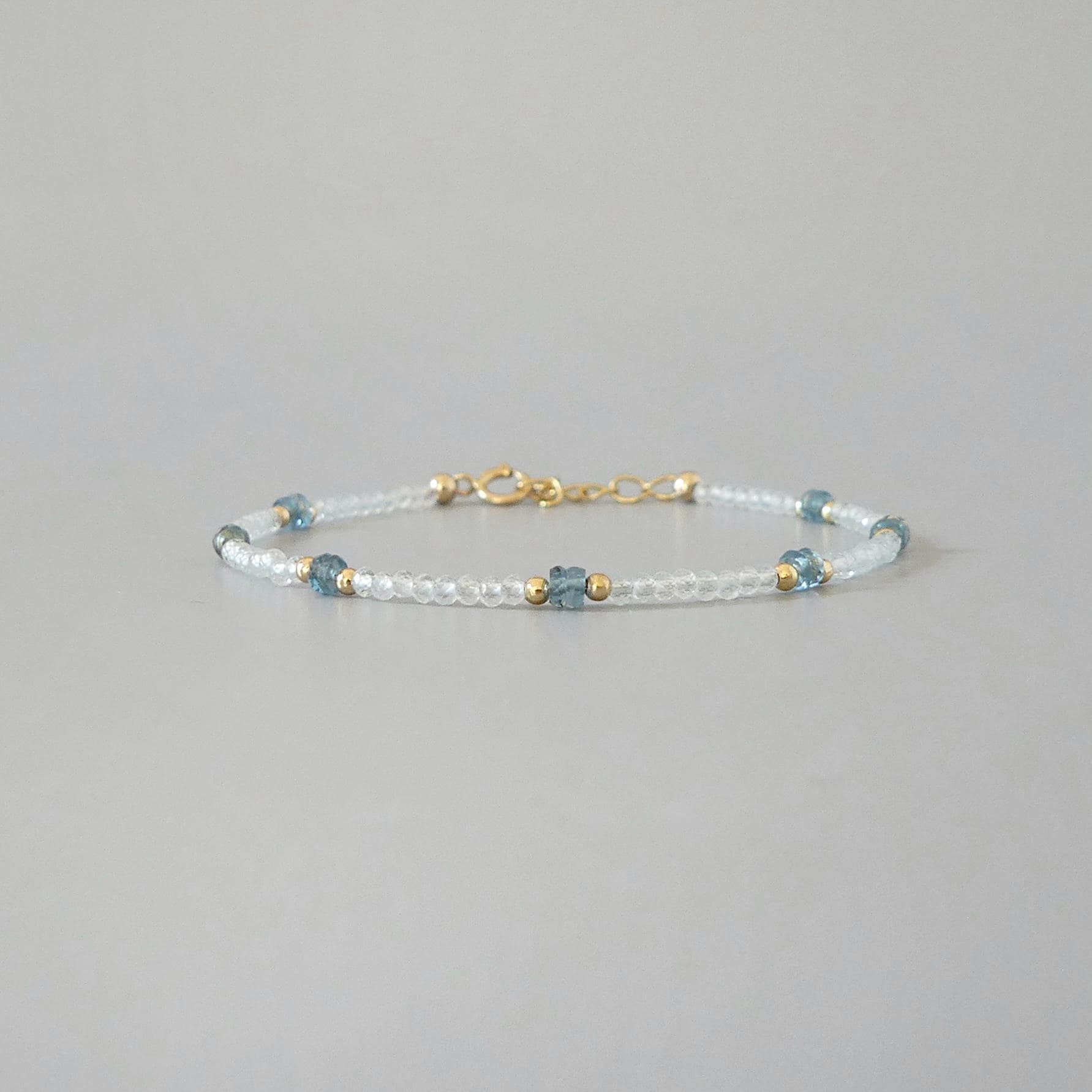 Tiny Sky Blue Topaz Bracelet - Dainty December Birthstone Jewelry