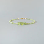 Tiny Peridot Bracelet - Dainty Gemstone Beaded Bracelet
