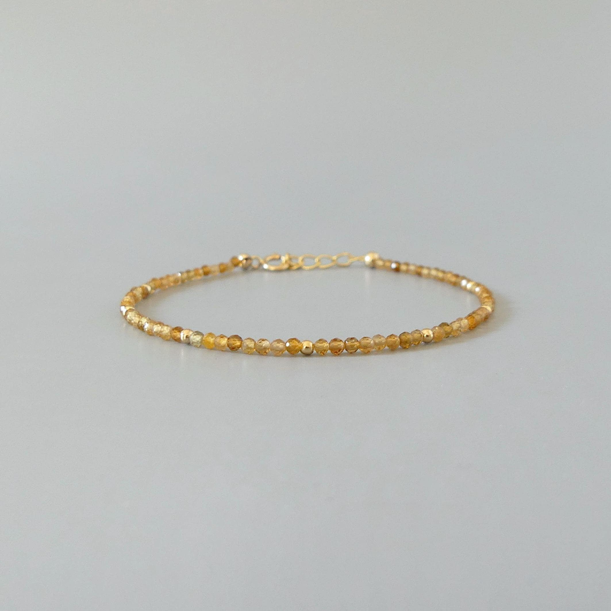Tiny Yellow Tourmaline Bracelet Dainty Gemstone Beaded Bracelet October Birthstone Crystal Jewelry Minimalist Birthday Gift for Mom Wife