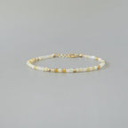 Tiny Yellow Opal Bracelet Dainty Gemstone Beaded Minimalist Opal Jewelry October Birthstone Mom Birthday Gift 14th Anniversary Wife Mom