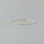 Tiny Pastel Bracelet Dainty Gemstone Beaded Jewelry Minimalist Crystal Bracelet Rose Quartz Apatite Peridot Birthday Gift Niece Daughter