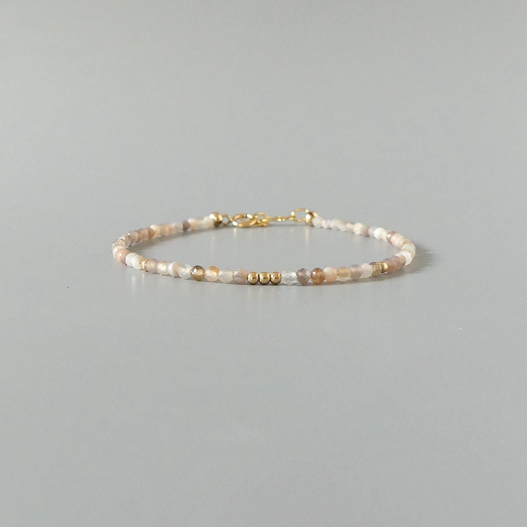 Tiny Botswana Agate Bracelet -Dainty Minimalist Jewelry for Women