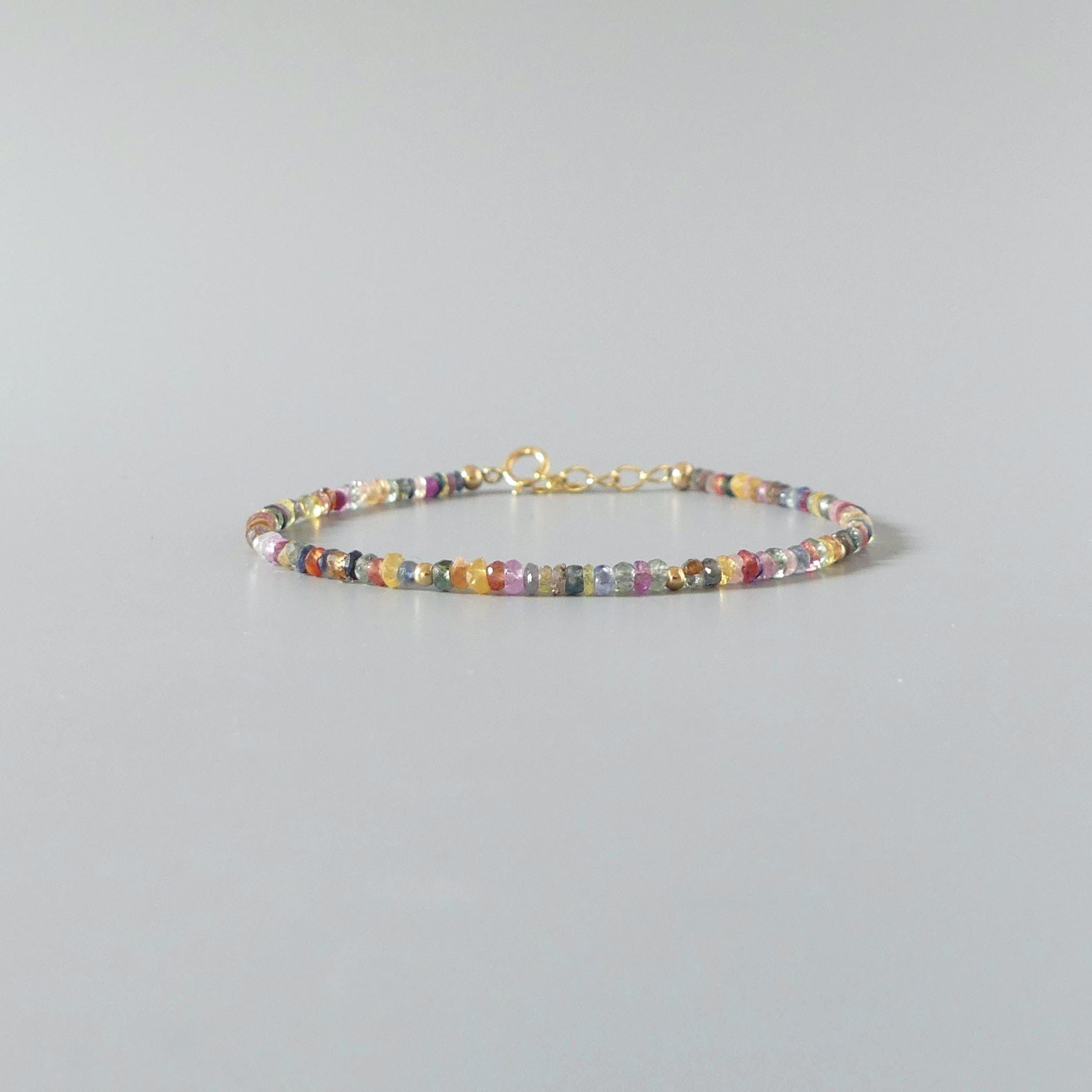 Tiny Multi Sapphire Bracelet Dainty Colorful Minimalist Jewelry