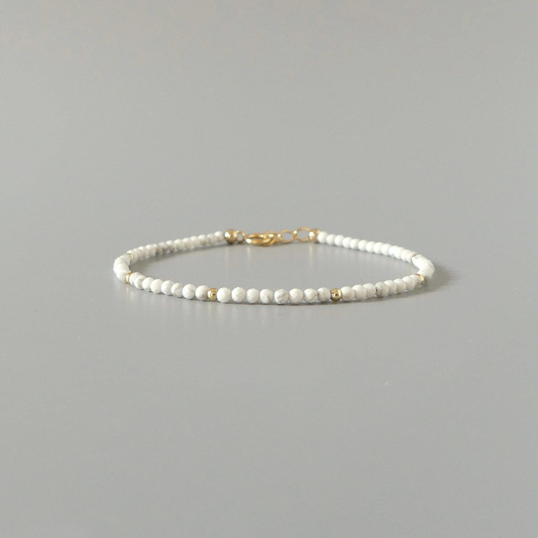 Tiny Howlite Bracelet Dainty Beaded Minimalist Jewelry