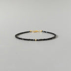 Tiny Black Tourmaline Bracelet Dainty Minimalist 1.5mm Jewelry