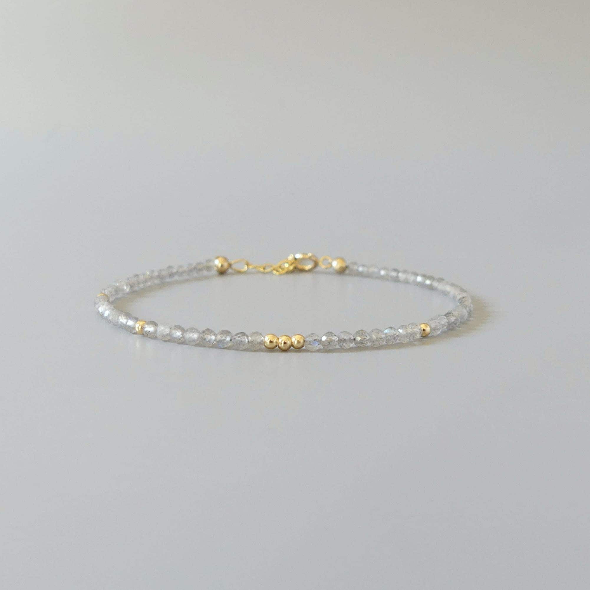 Tiny Labradorite Bracelet - Dainty Gemstone Beaded Jewelry