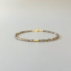 Tiny Smoky Quartz Bracelet - Dainty Gemstone Beaded Jewelry