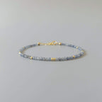 Tiny Sapphire Bracelet - Dainty Gemstone Beaded Jewelry