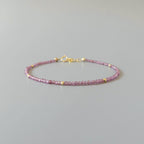 Tiny Pink Garnet Bracelet -Dainty January Birthstone Jewelry