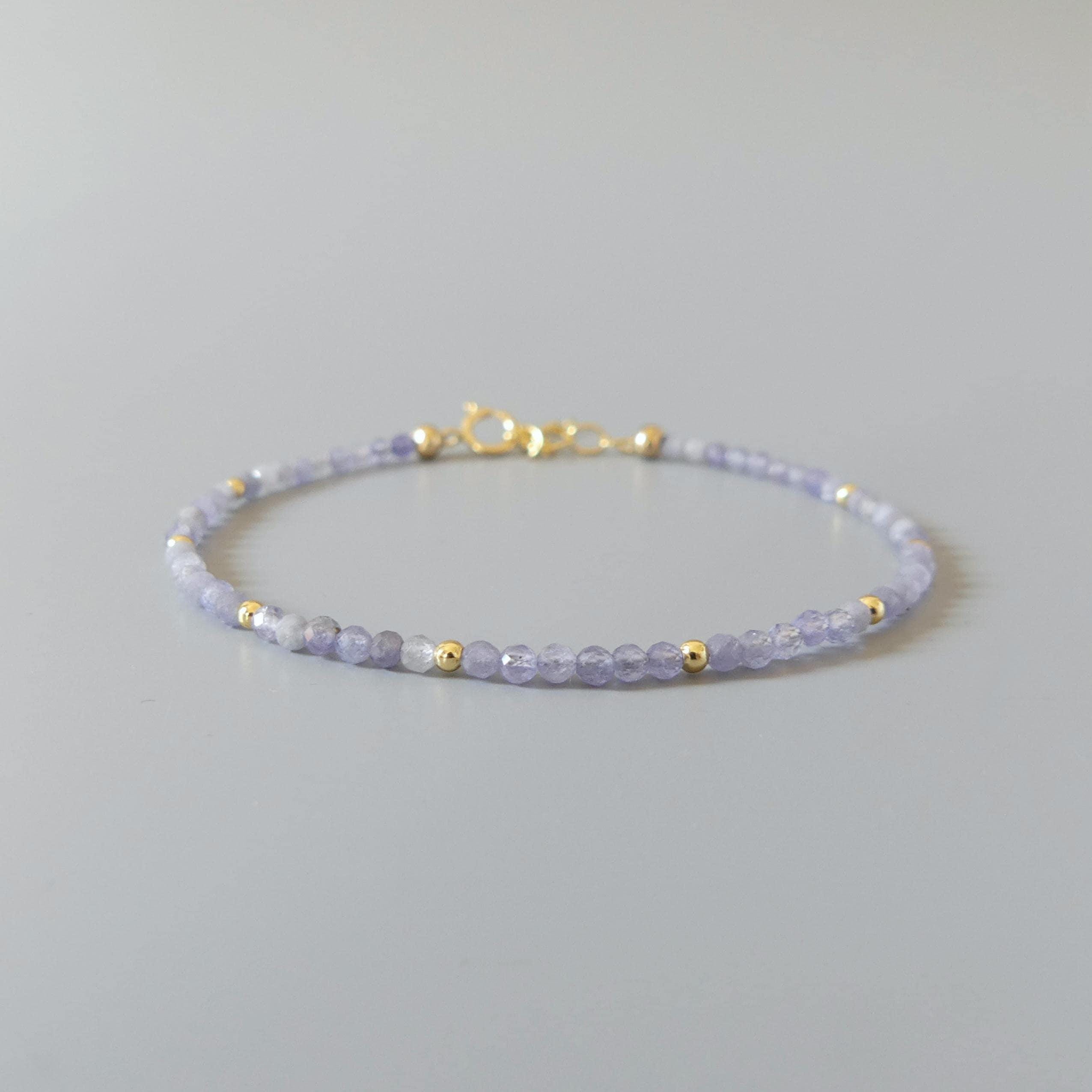 Tiny Tanzanite Bracelet - Dainty Gemstone Beaded Jewelry