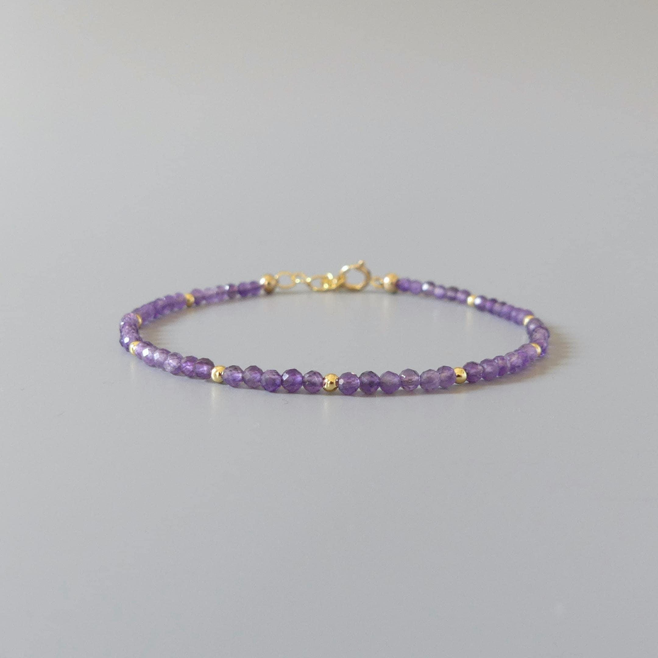Tiny Amethyst Bracelet -Dainty February Birthstone Jewelry