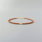 Tiny Goldstone Bracelet Dainty Sandstone Beaded Bracelet Stacking Crystal Jewelry Minimalist Birthday Gift for Women Sagittarius Leo Aries