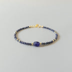 Tiny Blue Sapphire Bracelet - Dainty Gemstone Beaded Jewelry