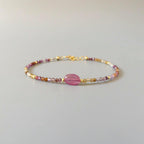Tiny Pink Sapphire and Ruby Bracelet- Dainty Gemstone Jewelry